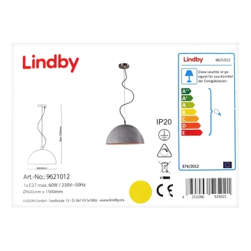 Lindby - LED RGBW Prigušivi luster na sajli CAROLLE 1xE27/10W/230V Wi-Fi Tuya