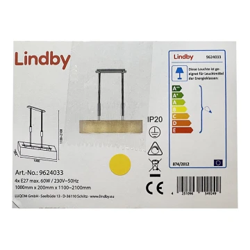 Lindby - Prigušivi luster na sajli MARIAT 4xE27/60W/230V