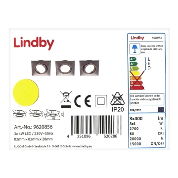 Lindby - SET 3x LED Ugradbena svjetiljka ANDREJ LED/4W/230V