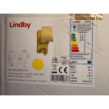 Lindby - Zidna lampa AIDEN 1xE14/40W/230V + LED/3,1W/230V