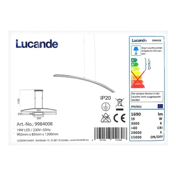 Lucande - LED Luster na sajli LORIAN LED/19W/230V