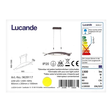 Lucande - LED Prigušivi luster na sajli MARIJA LED/22W/230V