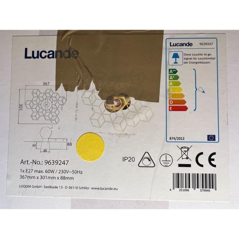Lucande - Zidna svjetiljka ALEXARU 1xE27/60W/230V
