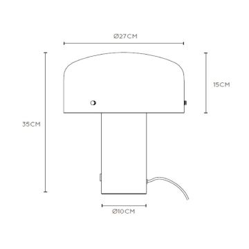 Lucide 05539/01/02 - Prigušiva stolna lampa na dodir TIMON 1xE27/25W/230V pr. 27 cm zlatna/bijela