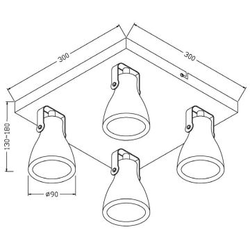 Lucide 05910/19/30 - LED Prigušiva reflektorska svjetiljka CONCRI 4xGU10/5W/230V