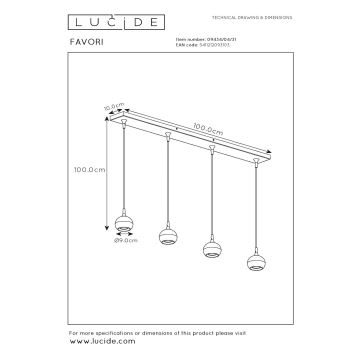 Lucide 09434/04/31 - Luster na sajli FAVORI 4xGU10/5W/230V bijela