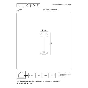 Lucide 15500/02/31 - LED Prigušiva dodirna vanjska lampa JOY LED/1,5W/4V IP54 bijela