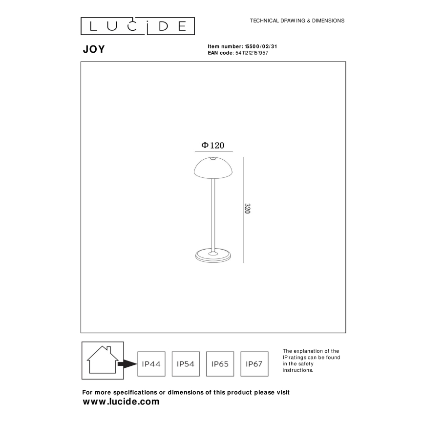 Lucide 15500/02/31 - LED Prigušiva dodirna vanjska lampa JOY LED/1,5W/4V IP54 bijela