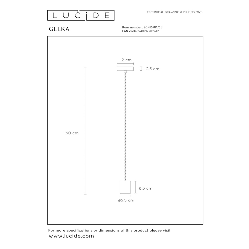 Lucide 20416/01/65 - Luster na sajli GELKA 1xE27/40W/230V