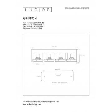 Lucide 22969/48/31 - LED prigušiva reflektorska svjetiljka GRIFFON 4xGU10/12W/230V