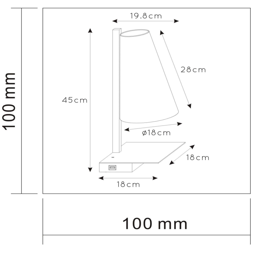 Lucide 30295/01/30 - Prigušiva stolna lampa GREGORY 1xE27/60W/230V USB crna