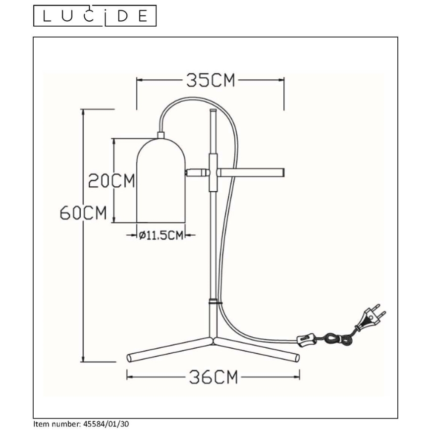 Lucide 45584/01/30 - Stolna lampa EDEK 1xE27/40W/230V crna