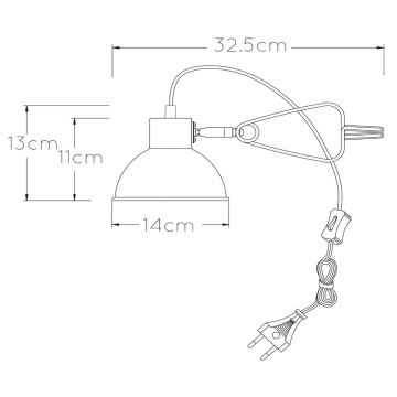 Lucide 45987/01/30 - Lampa s kvačicom MOYS 1xE27/40W/230V crna