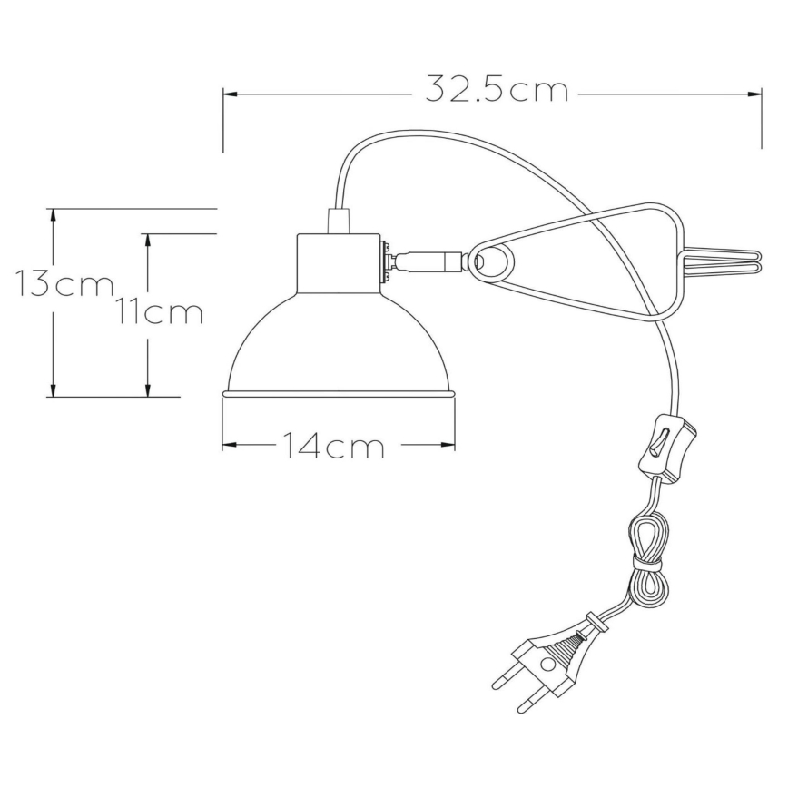 Lucide 45987/01/30 - Lampa s kvačicom MOYS 1xE27/40W/230V crna