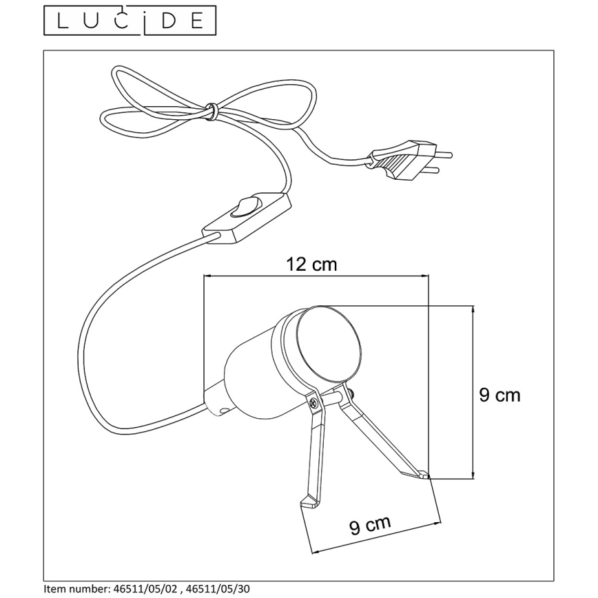 Lucide 46511/05/02 - LED Stolna lampa PUKKI 1xE27/5W/230V