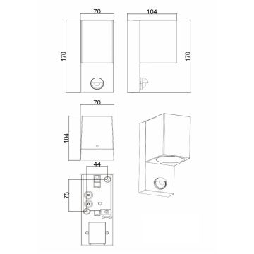 Lucide 69802/01/30 - Vanjska svjetiljka sa senzorom ZARO 1xGU10/7W/230V IP65 crna