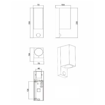 Lucide 69802/02/30 - Vanjska svjetiljka sa senzorom ZARO 2xGU10/7W/230V IP65 crna