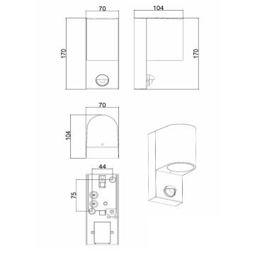 Lucide 69803/01/30 - Vanjska svjetiljka sa senzorom ZARO 1xGU10/7W/230V IP65 crna