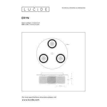 Lucide 70184/03/11 - Stropna svjetiljka ERYN 3xG9/42W/230V