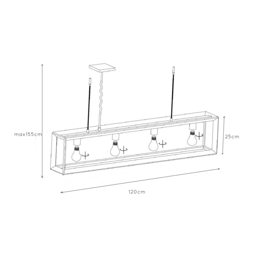 Lucide 73402/04/15 - Luster na sajli THOR 4xE27/60W/230V