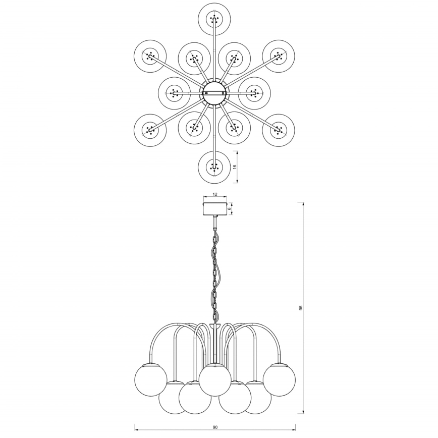 Luster na lancu CAMBRIDGE 12xE14/60W/230V crna