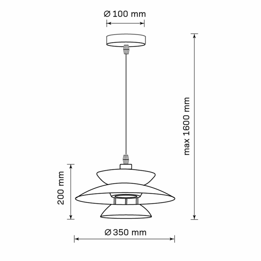 Luster na sajli BERIT 1xE27/20W/230V crna