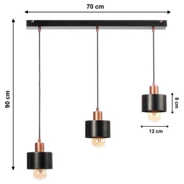 Luster na sajli BODO 3xE27/60W/230V