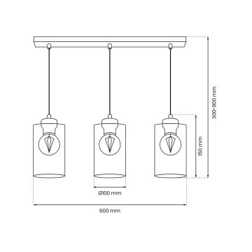 Luster na sajli CHIC 3xE27/60W/230V crna/siva