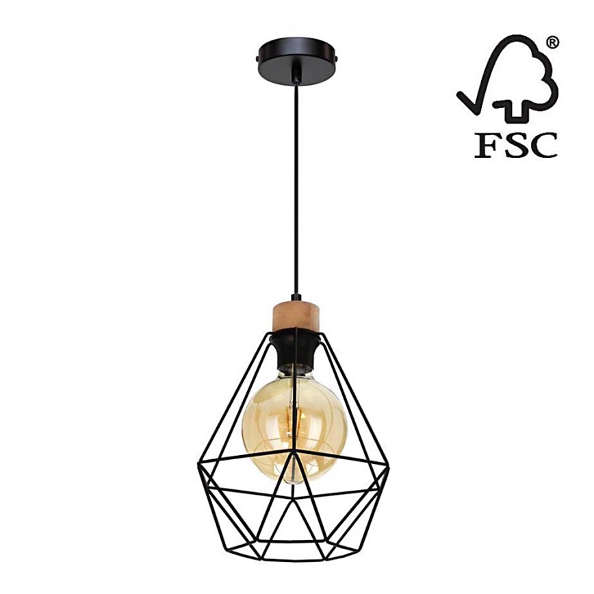 Luster na sajli DIAMENT 1xE27/60W/230V hrast – FSC certificirano