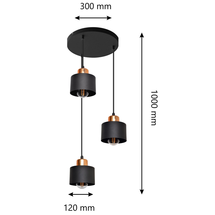 Luster na sajli EDISON 3xE27/60W/230V