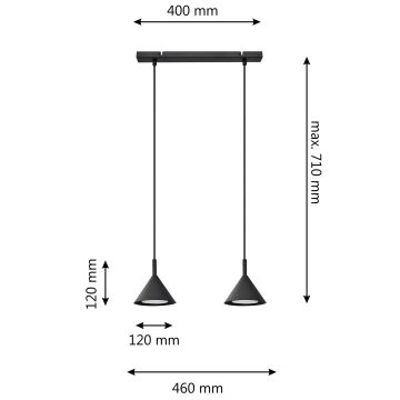 Luster na sajli ETNA 2xGX53/15W/230V crna