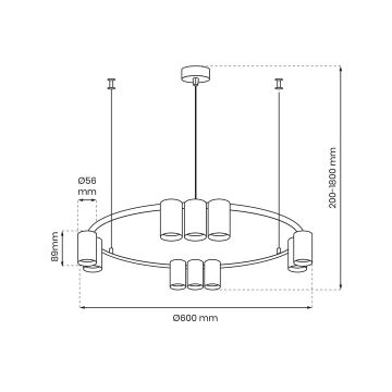 Luster na sajli GENESIS 10xGU10/8W/230V bijela