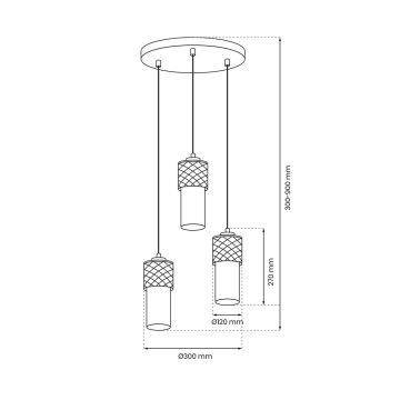 Luster na sajli GLAM 3xE27/60W/230V