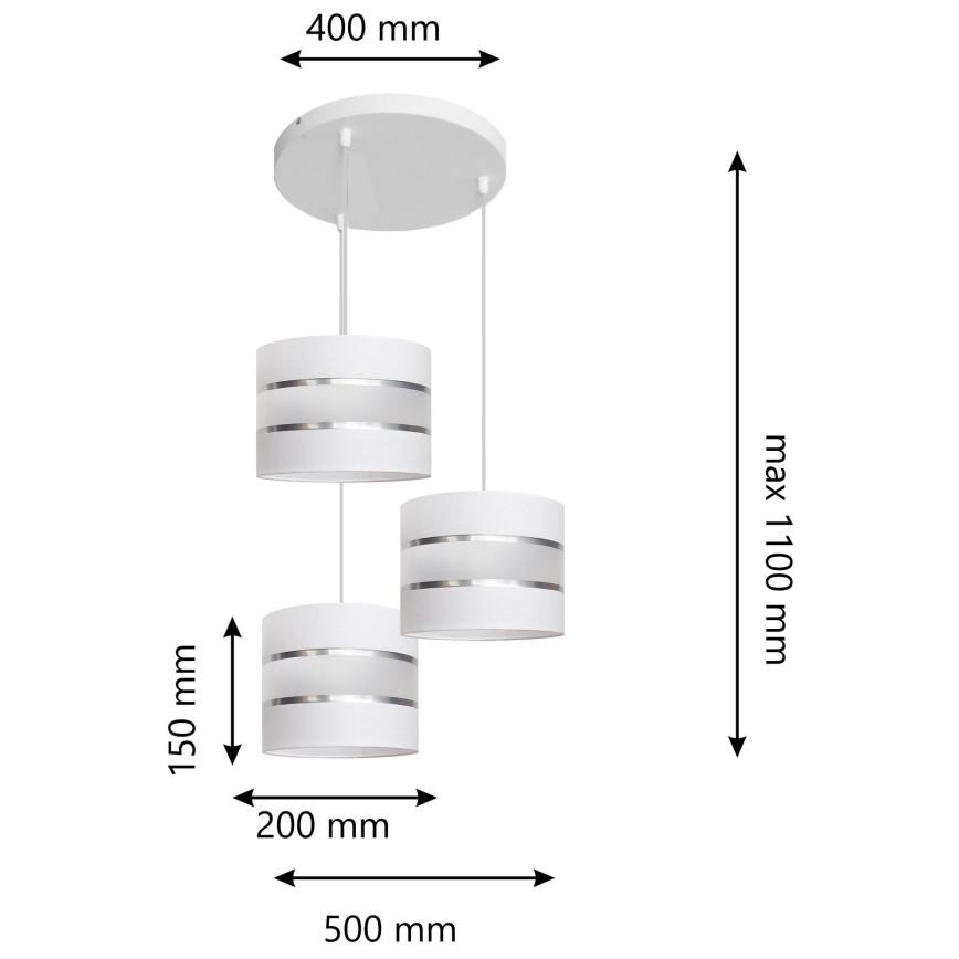 Luster na sajli HELEN 3xE27/60W/230V bijela