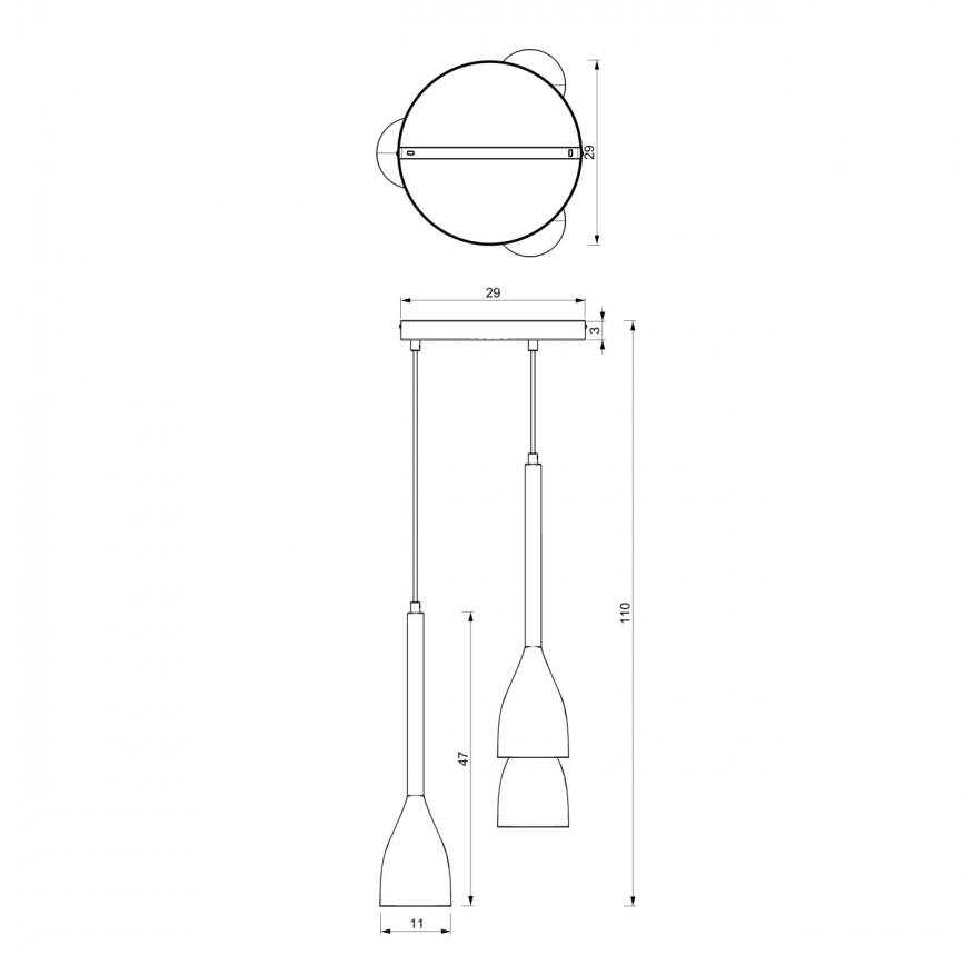 Luster na sajli ISTAPPAR 3xE27/60W/230V crna