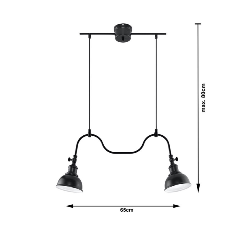 Luster na sajli MARE 2 2xE27/60W/230V crna