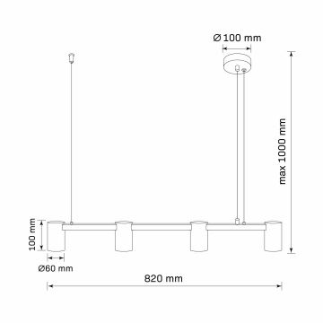 Luster na sajli MARIBEL 4xGU10/10W/230V crna