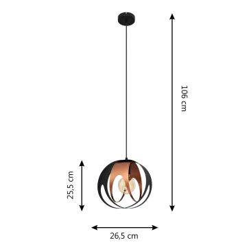 Luster na sajli MOONLIGHT 1xE27/60W/230V crna/bakrena