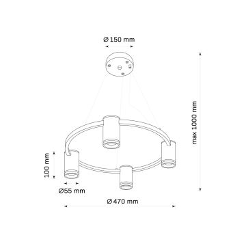 Luster na sajli PARIS 4xGU10/12W/230V crna