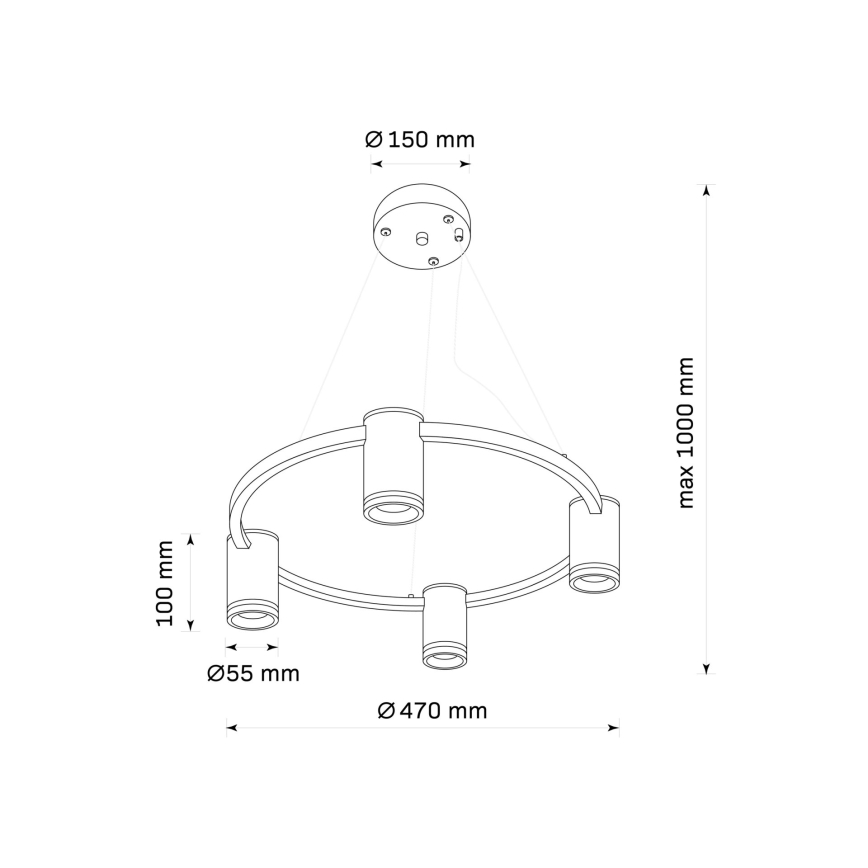 Luster na sajli PARIS 4xGU10/12W/230V crna