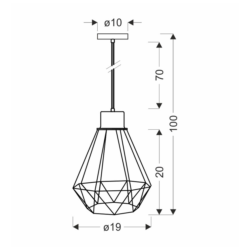 Luster na sajli PRIMO 1xE27/60W/230V crna/zlatna