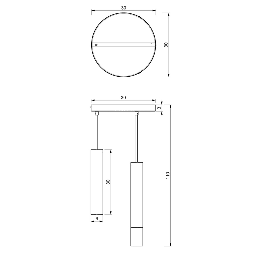 Luster na sajli RAITO 3xGU10/8W/230V mesing