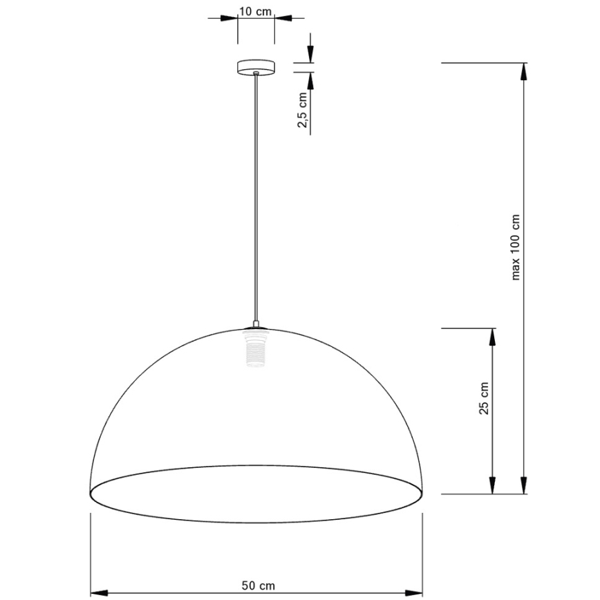 Luster na sajli SFERA 1xE27/60W/230V pr. 50 cm bijela/bakrena