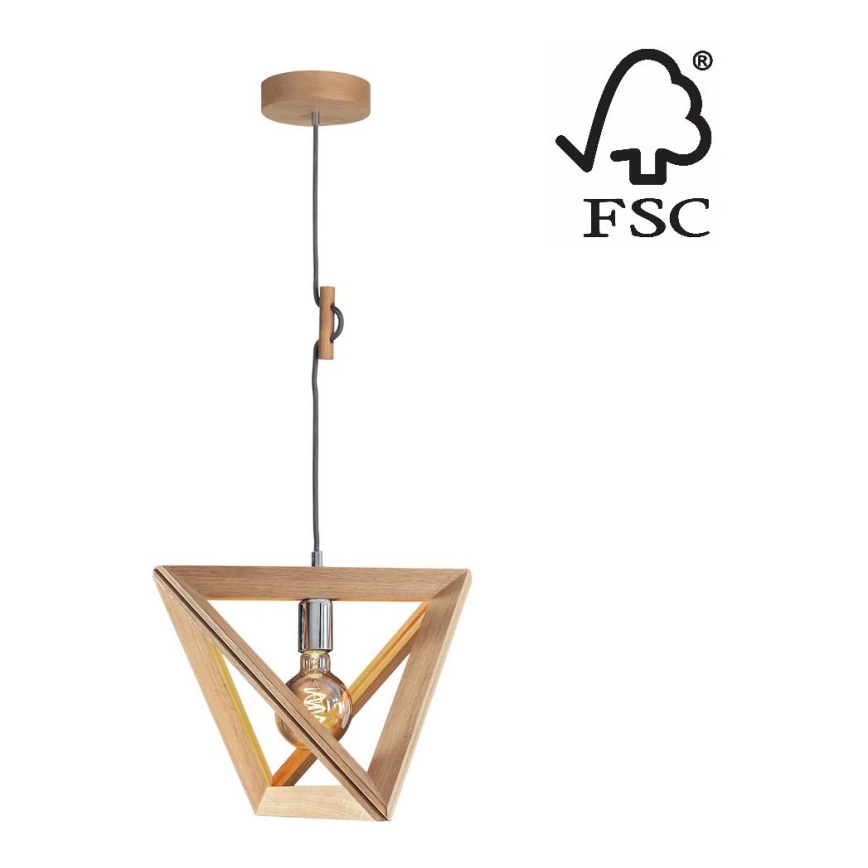 Luster na sajli TRIGONON 1xE27/60W/230V mat hrast – FSC certificirano