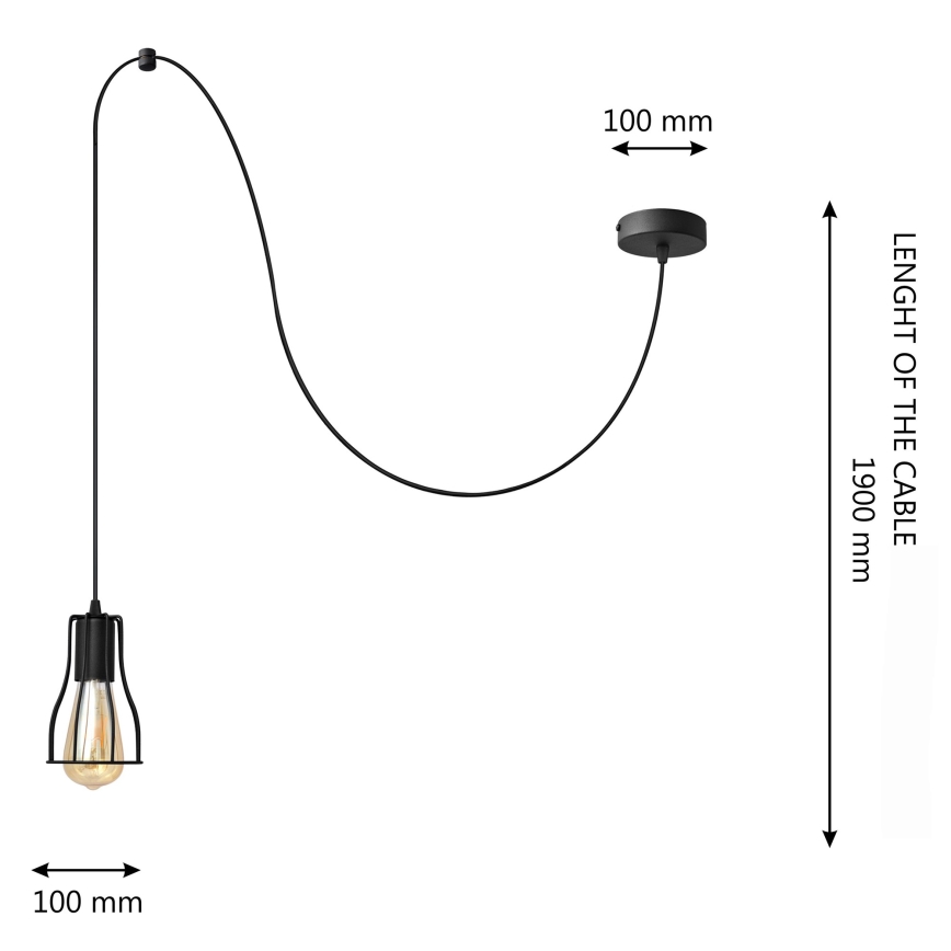 Luster na sajli TUBE 1xE27/15W/230V crna