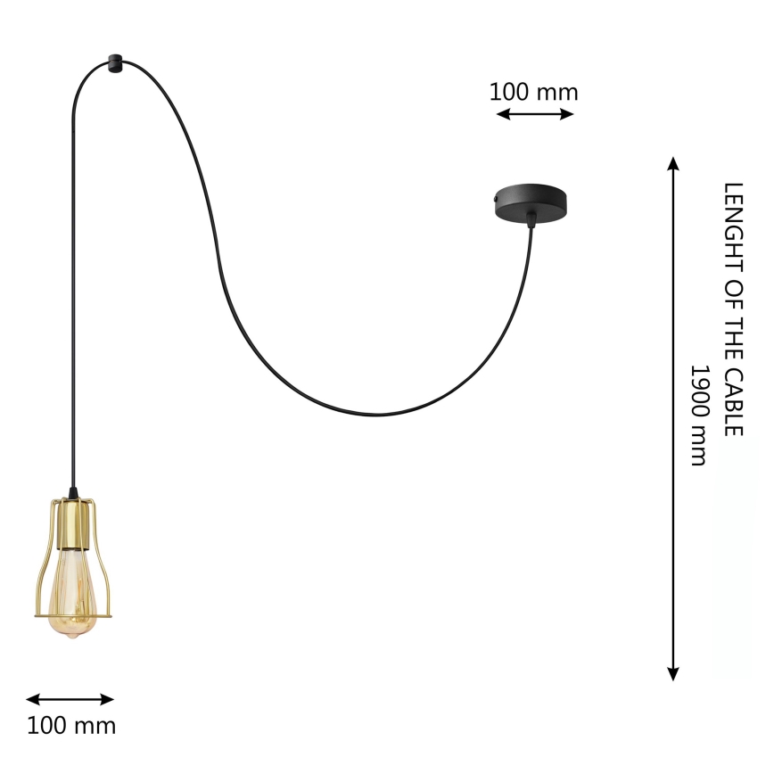 Luster na sajli TUBE 1xE27/15W/230V crna/zlatna