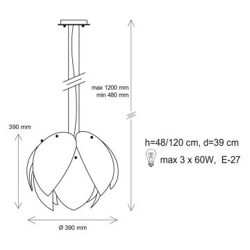 Luster na sajli TULIPANO 3xE27/60W/230V