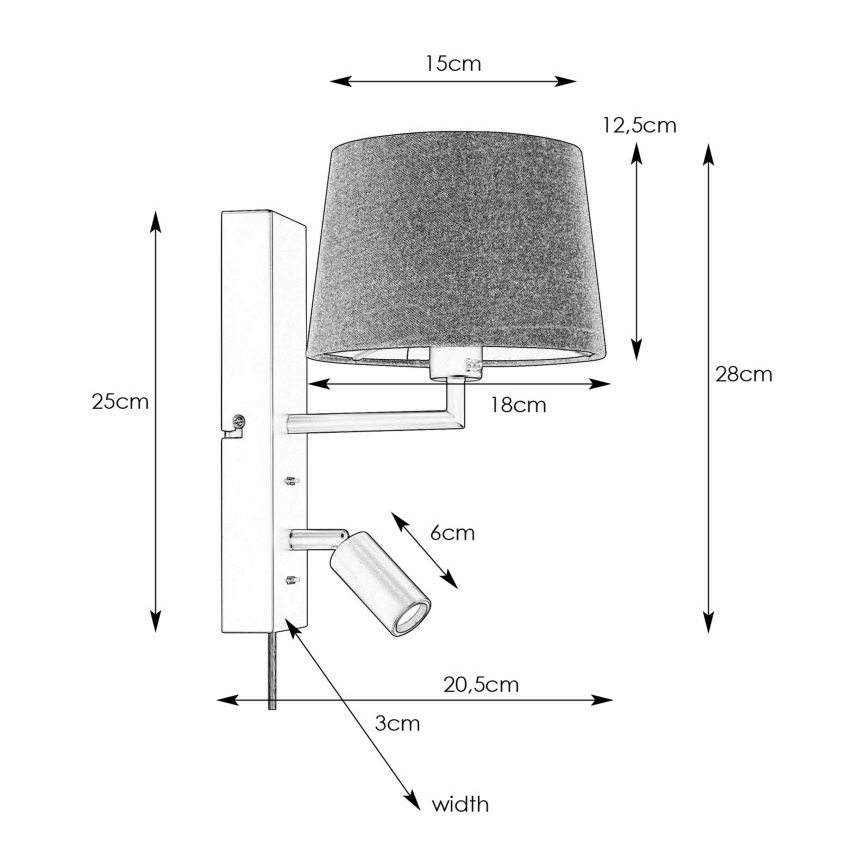 Markslöjd 108595 - LED Zidna lampa s USB portom COMO 1xE14/40W/230V + LED/3W crna