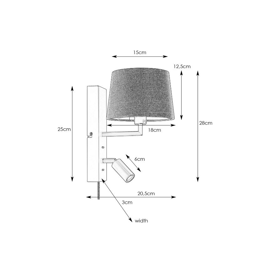 Markslöjd 108596 - LED Zidna lampa s USB portom COMO 1xE14/40W/230V + LED/3W bijela/krom