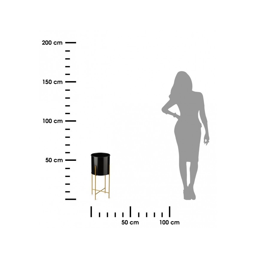 Metalna posuda za cvijeće OSLO 55x21 cm crna/zlatna